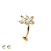 MULTI CZ MARQUISE FLOWER TOP 316L SURGICAL STEEL THREADLESS FLOATING BELLY BUTTON RING